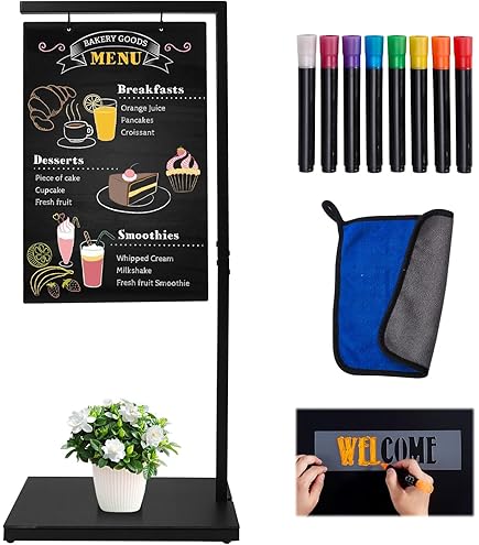 柱ページ 150ブラック、ダブル板、フェルト、ポール、アルミパネル Amazon.com : Pubell Chalkboard Signs with Stand, 43