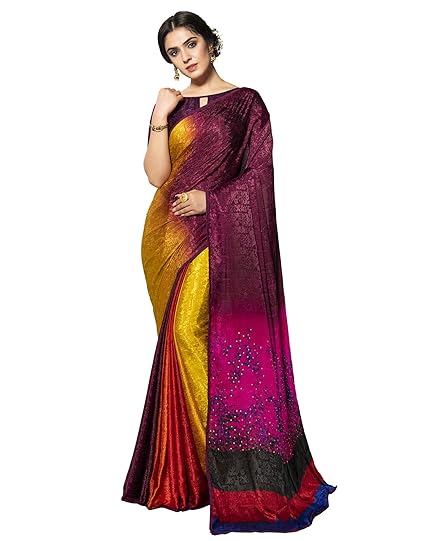 Women'S Silk Crepe Printed Saree With Blouse
