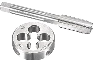 uxcell M12 x 1.25mm Metric Tap and Die Set, Machine Thread Screw Tap with Round Threading Die, Tap & Die Kit for Nut Screw Bo