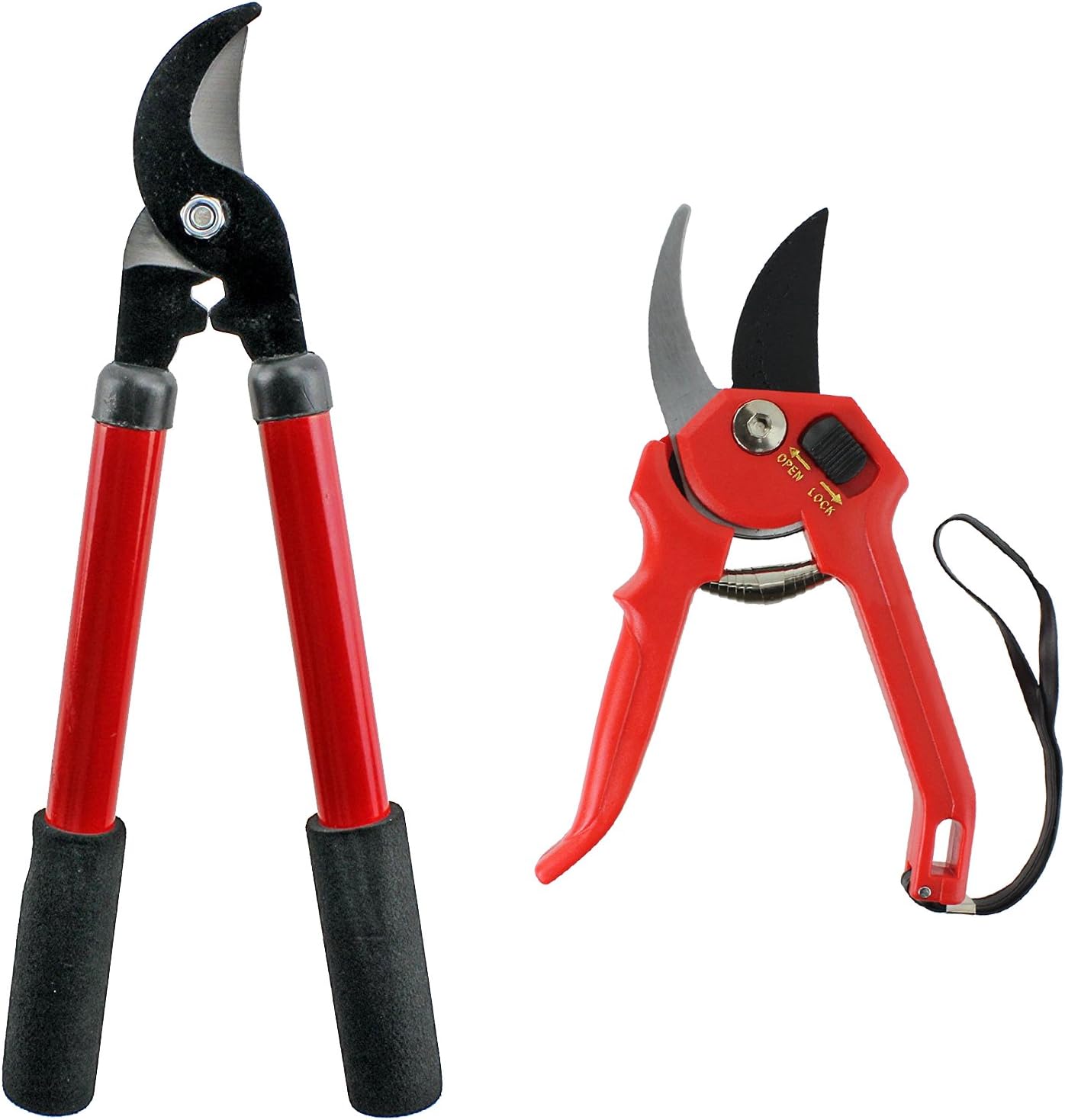 Spares2go Mini Bypass Loppers + Deluxe Bypass Secateurs Gardening Kit