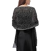 changyexi Women Shawls and Wraps for Evening Dresses, Sparkly Rhinestone Sheer Chiffon Scarf Shawls, Formal Dress Cover