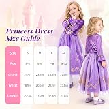 MELAND Princess Costume for Girls Purple Dress with Crown Wand Gloves (3-10) view 3
