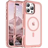 jaroco Magnetic for iPhone 16 Pro Max Case, [Compatible with MagSafe][Military Grade Drop Protection][Heavy Duty Protection][Non-Slip][Shockproof] 2-Layer Durable Bumper Phone Case 6.9''-Pink