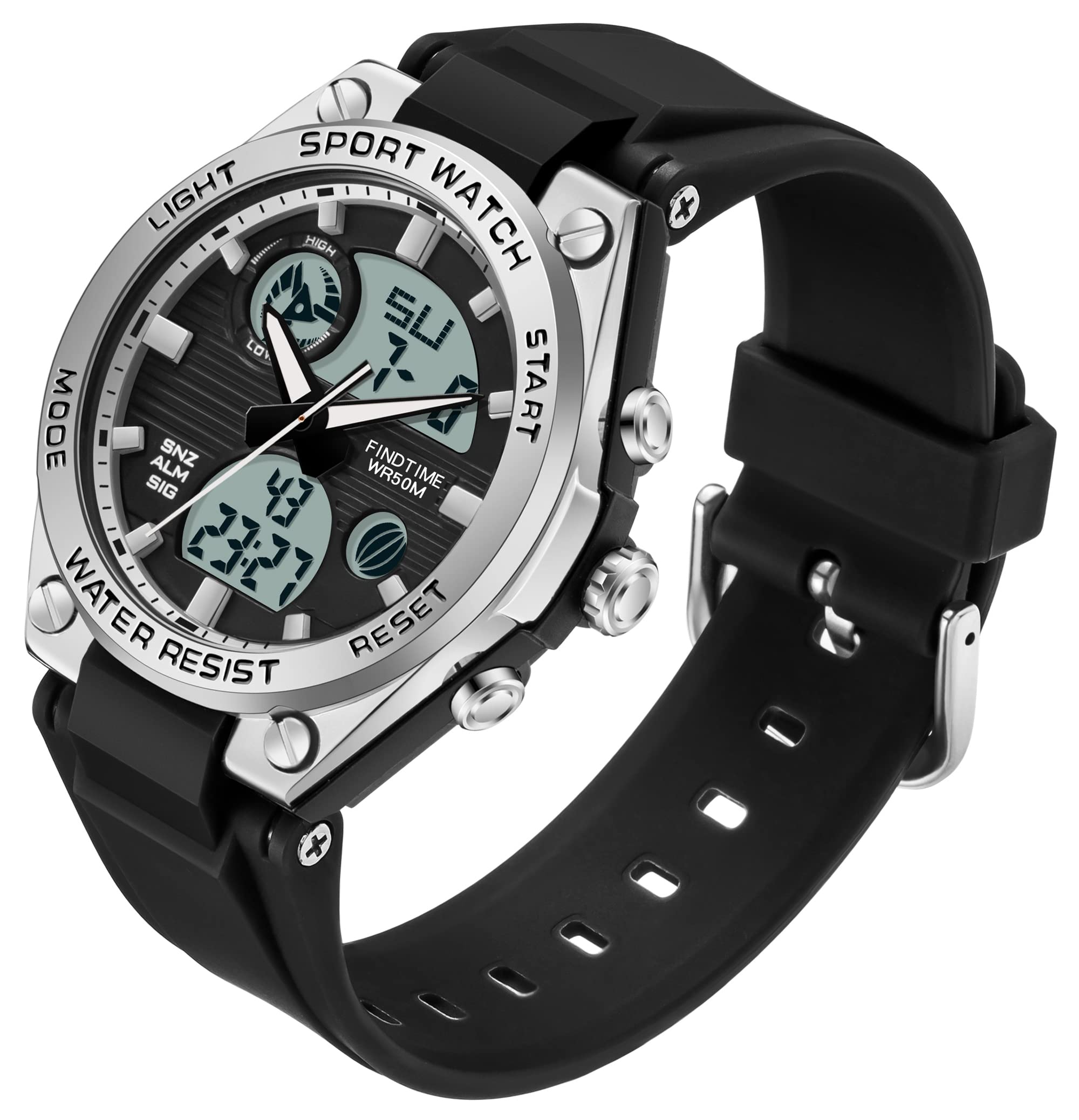 Photo 1 of findtime Womens Digital Watch Sport Waterproof Watch Analog Military Tactical Watches LED Backlight Alarm Stopwatch Wrist Watches
