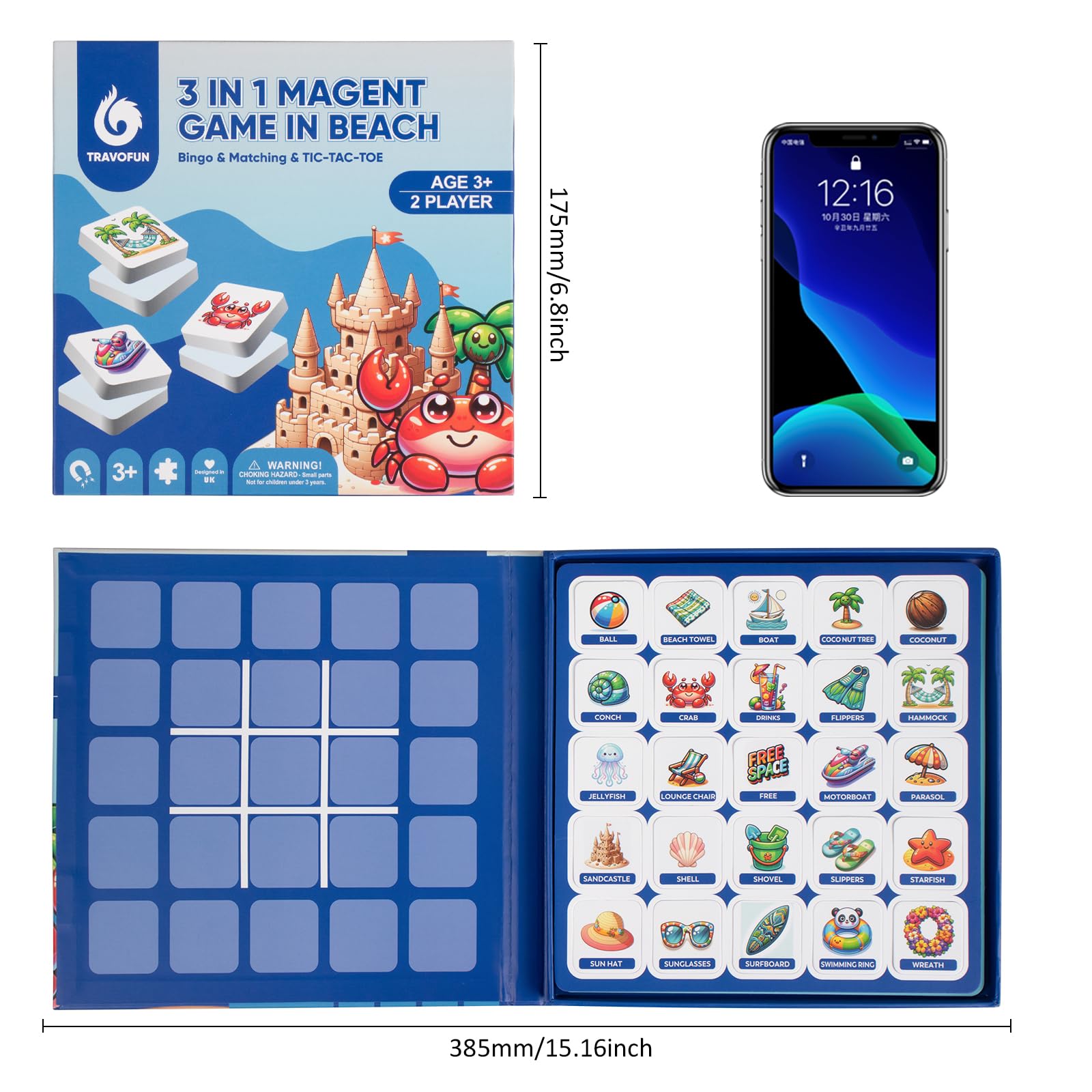 Travofun Magnetic Memory Matching Games for Toddlers Ages 3+, Travel Games for Kids, Fun Educational Toys for Beach Vacation & Road Trips.