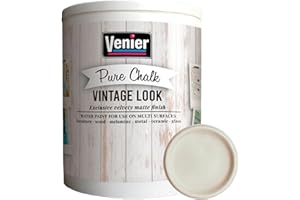 VENIER Chalk Pure Paint - for Furniture, Crafts, Home Decor - All-in-One – DIY – Eco-Friendly (Vintage [Vanilla Cream]), (33.81 oz)
