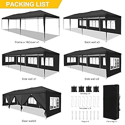 TOOLUCK Canopy 10x30 Pop Up Canopy Tent with 8