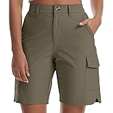 Kcutteyg Women's Lightweight Hiking Cargo Shorts with Pockets-8" Inseam Water Resistant Athletic Shorts for Golf Casual