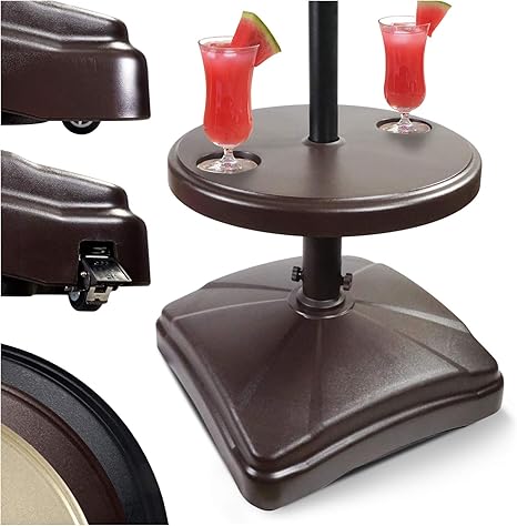 shademobile rolling umbrella stand and accessory table