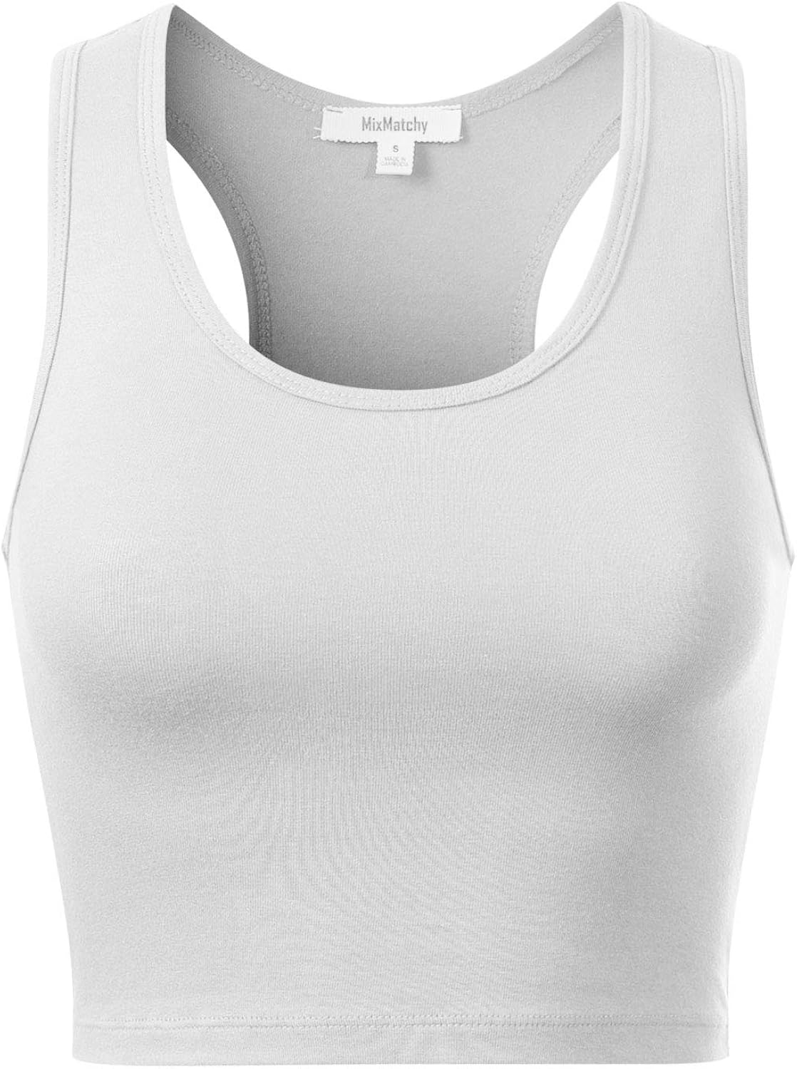 MixMatchy Women's Cotton Basic Sleeveless Racerback Sports Crop Tank Top at  Women’s Clothing store