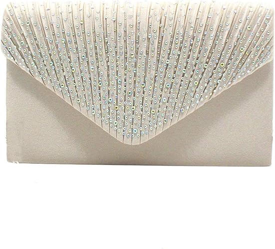 Enmnm パーティーバッグ クラッチバッグ バッグ レディース 結婚式 大容量 大きめ おしゃれ 2way チェーン付き 二次会 ベージュ パーティーバッグ Amazon