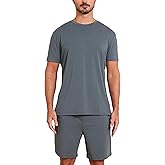 netdraw Men's Ultra Soft Bamboo Viscose Pajama Sets Lightweight Comfy Lounge Sleep Short Sleeve Pjs Sleepwear