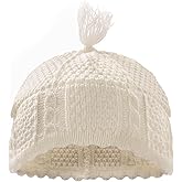 Dress Up America Yerushalmi Yarmulka - White Knit Kippah - Judaica Kippah for Kids