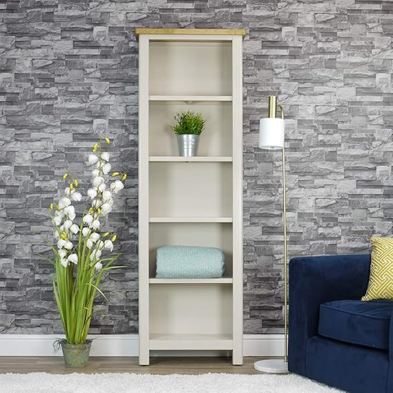 Dorset Grey Oak Bookcase Tall Narrow Bookshelf Stone Grey Amazon