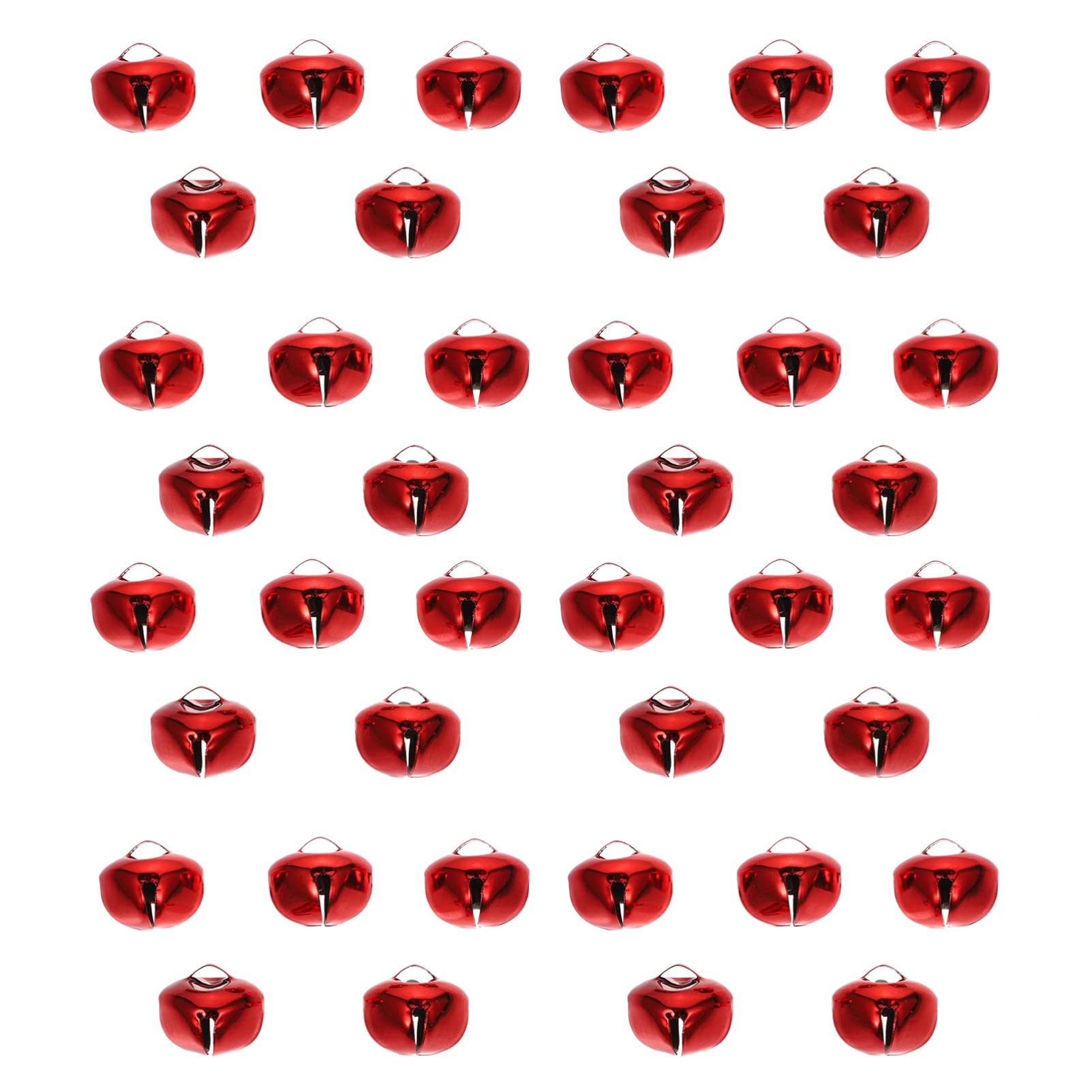 Healifty 50pcs Mini Jingle Bells Red Small Bells for Christmas DIY Crafting Ringing Handmade Art for Wreath Party Garland Jewelry Making 20mm