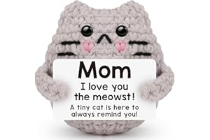 tGifGLonyi Christmas Birthday Gifts for Mom Grandma Bonus Moms Positive Cat Crochet for Mom Grandma Aunt Godmother, Emotional Support Crochet Small Birthday Gifts