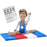 Emily Rose 18" Doll Gymnastics Outfit 5-Piece Set - Bejeweled Athletic Gymnast Leotard, Medal, Hair Bow, Mat, & Reuseable Stickers | American Girl Compatible | Trusted USA Brand | NO Doll