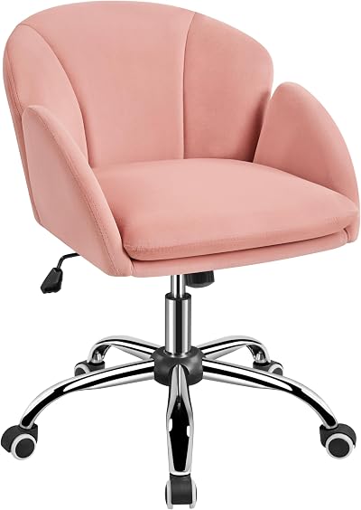 Yaheetech Pink Office Desk Chair Makeup Vanity Stool Modern Swivel Armchair