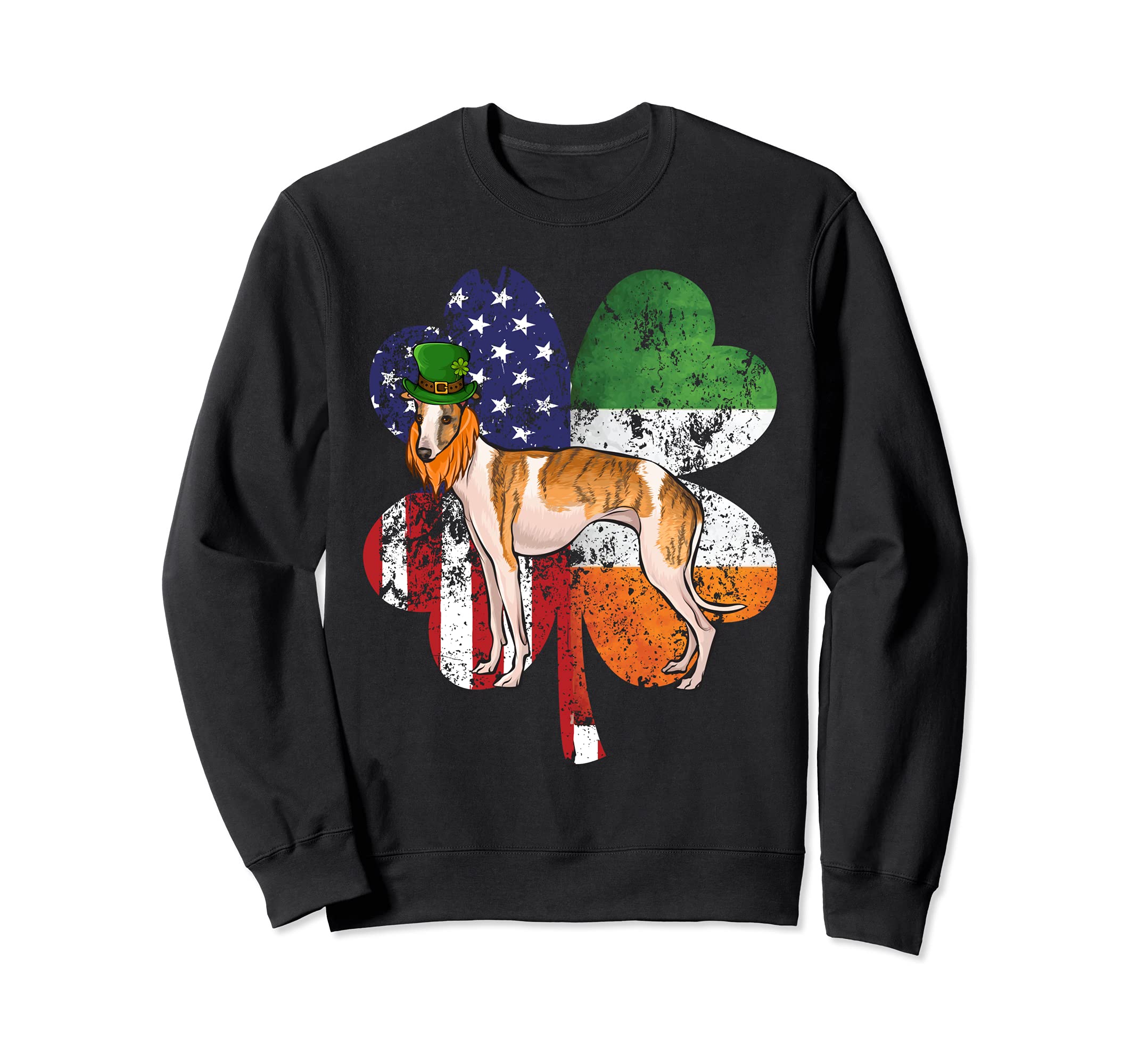 St Patricks Day Irish American Flag Whippet Dog Sweatshirt