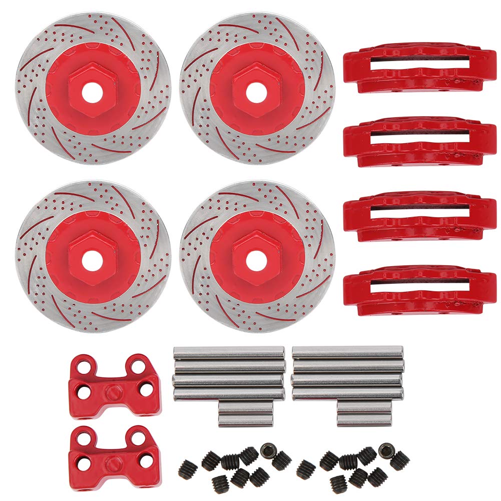 Demeras RC Brake Disc Caliper High Strength Metal Brake Disc Compatible with 1/10 RC Series Car 4Pcs(Red)