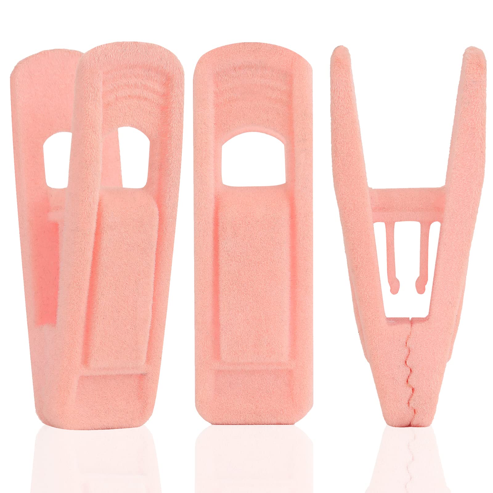 Tinfol Pink Velvet Hangers Clips Pack of 24, Pants Hangers Velvet Clips, Strong Finger Flocked Clips Perfect for Use with Slim-line Clothes Velvet Hangers