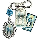 Westmon Works Our Lady of Grace Keychain Set Metal Key Ring with Mother Mary Prayer