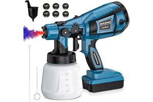 ADOSTOB Cordless Paint Sprayer for Dewalt 20V Max Battery, HVLP Paint Sprayer with 6 Copper Nozzles & 3 Patterns, Handheld Electric Paint Spray Gun for Home, Wall, Furniture, Cabinets (No Battery)