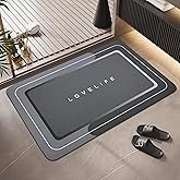 YCTMALL Bath mat Rubber Bathroom Mat-Quick Dry Absorbent Rug Non-Slip Thin Bathroom Rug Instant Dry Magic Bath mats for Bathroom Floor Mat in Front of Bathtub, Sink, Dark Grey, 17x27in