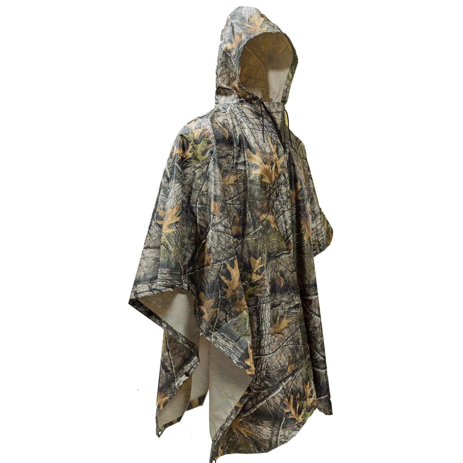 Tongcamo Rain Poncho Waterproof Camo Military Raincoat with Hood for Outdoor Camping Hunting Hiking Fishing Bird Watching (A-Tree Camo)