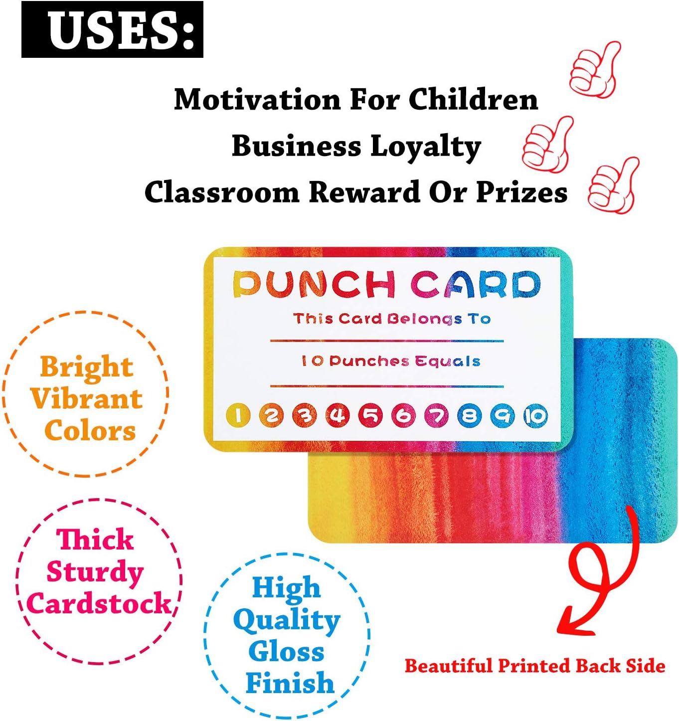 Punch Cards Incentive Reward Cards, Classroom Kids Rewards for Teachers Students Customer Supplies, Business Kids Behavior Students (300 Pieces) : Office Products