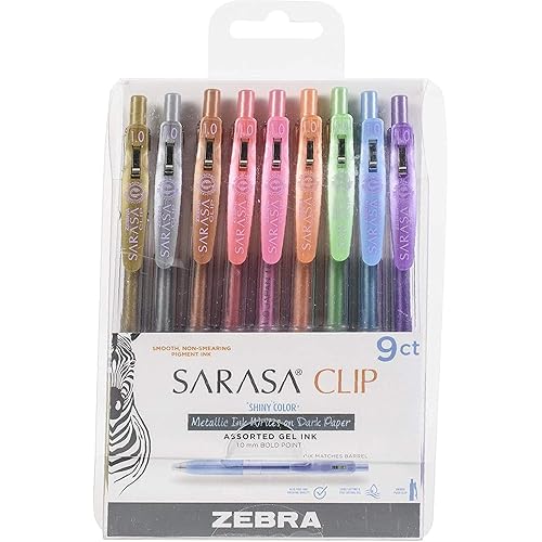Zebra Pen Zebra SARASA Clip PN 9CT Shiny, 9 Count, Metallic Assorted - New
