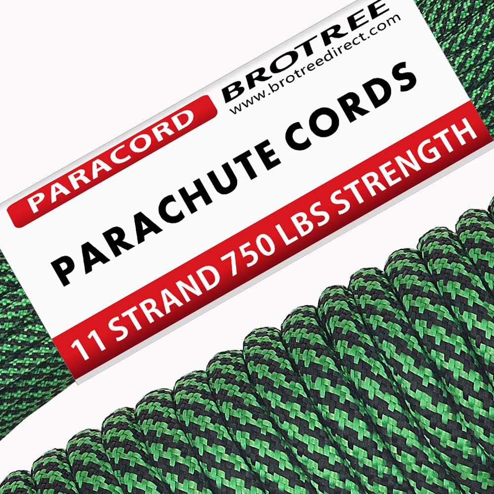 Brotree 750 Paracord 11 Strand Nylon Parachute Cord Outdoor Survival Rope - 750lb Breaking Strength (50ft)
