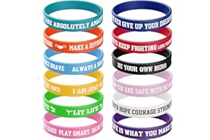 ZIQON 12 Pcs Inspirational Rubber Bracelet Motivational Quote Silicone Bracelets Colored Inspirational Wristbands Stretch Unisex Wristbands for Women Men Teen Gifts