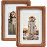 DECOCIAGA 5x7 Picture Frame Set of 2 Natural Wood Photo Frames Display Pictures 4x6 with Mat or 5x7 without Mat Multi Photo Frames Collage for Wall or Tabletop Decor