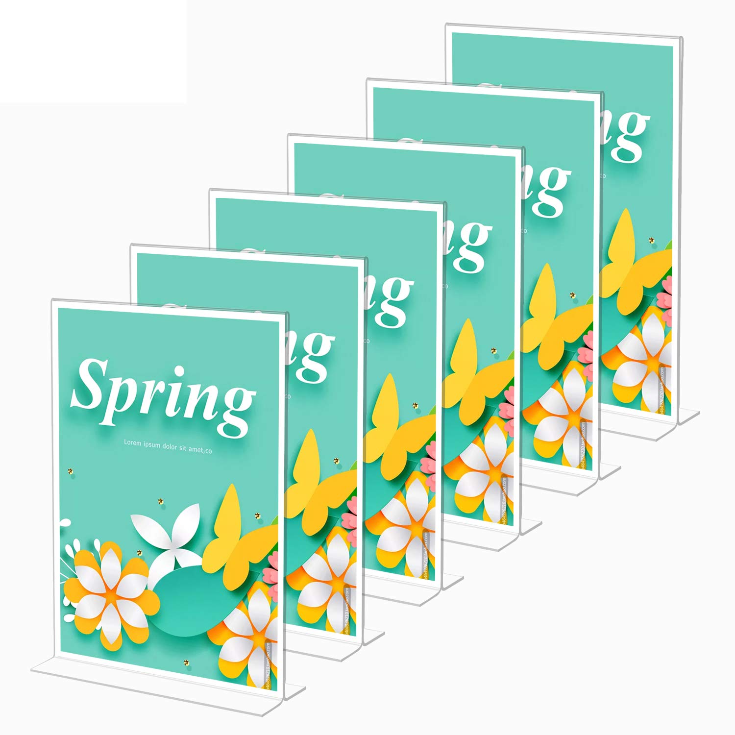 DAWOO A4 Vertical Version Acrylic Sign Holder, 6 Pack A4 Menu Display Stand, Clear Sign Holder Plastic Message Boards for Poster, Office, Store, Restaraunt