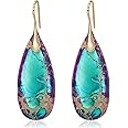 Wovanoo Natural Stone Earrings Waterdrop Stone Dangle Earrings for Women