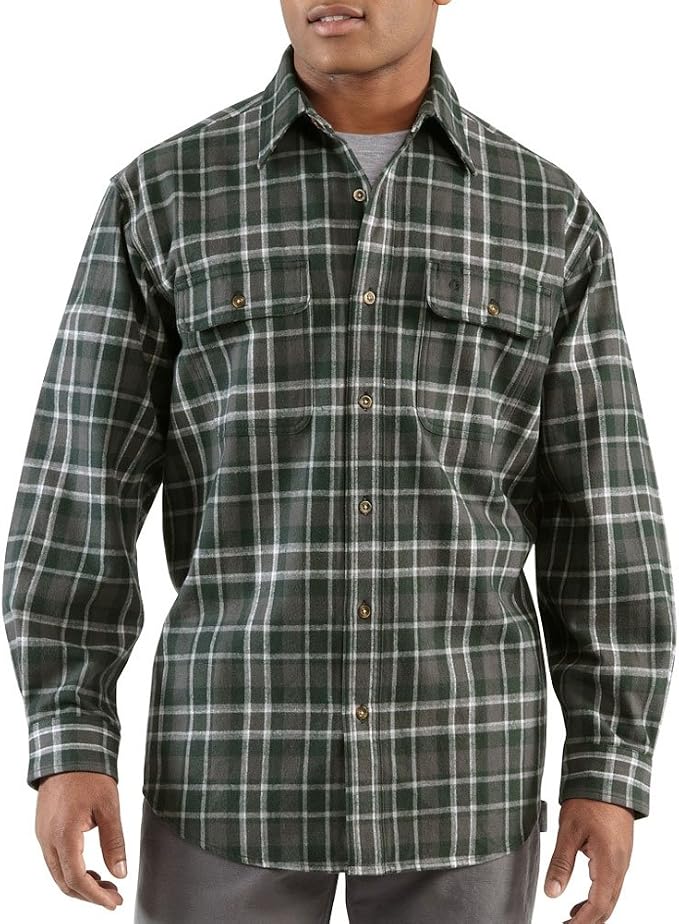 carhartt men's hubbard plaid long sleeve button down shirt