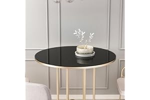 TANSOLE 36" Tempered Glass Table Top Black 1/4" Thick Round Polished Edge Glass Table Top Multipurpose Countertop for Home Office Bar
