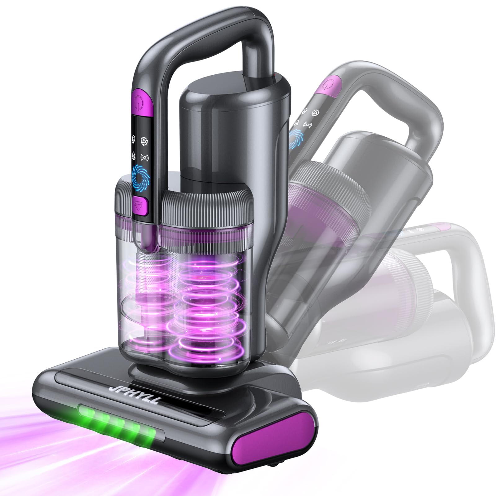 Photo 1 of JPHYLL Mattress Vacuum Cleaner, 20Kpa Suction Bed Vacuum Cleaner with 253.7nm UV-C Light, 140°F Heated Air, 30000 RPM Brushroll, 40,000Hz Ultrasonic, HEPA Filter, for Bed, Sofa, 500W Corded(Dark Gray)