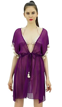 Bimba Sheer Georgette Beach Kaftan Swimsuit Coverup Short