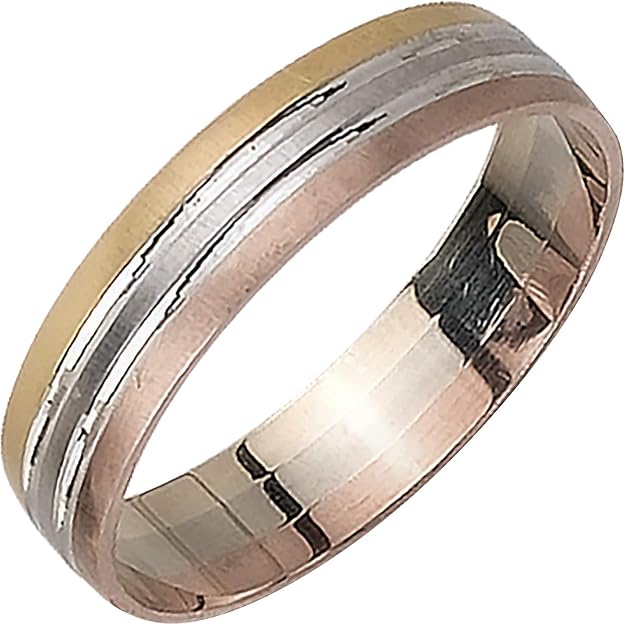 14K Tri Color Gold Pattern Men's Wedding Band (5mm) Size15.5c1 Amazon