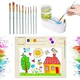 Painting Station, Paint Brush Cleaner (Pre-Assembled) and Silicone Painting Mat 20" X 16" Silicone Art Mat with 10 Paint Brushes for Artist Kids Adults Birthday Gifts (Green)