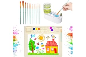 PXFAYSFQ 2025 New Painting Station, Paint Brush Cleaner (Pre-Assembled) and Silicone Painting Mat 20" X 16" Silicone Art Mat with 10 Paint Brushes for Artist Kids Adults Birthday Gifts (Green)
