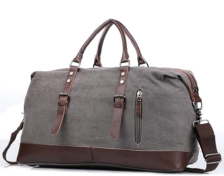 Amazon My Bag ボストンバッグ スポーツバッグ 旅行 バッグ トラベルバッグ キャンバス 大容量 ショルダー付き レザー底 2way ジムバッグ メンズ ダッフルバッグ レディース 靴 収納 3泊4日 出張 人気 おしゃれ 男女兼用 グレー Miniba ミニバ ボストン バッグ