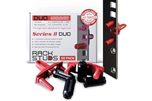 Rackstuds DUO50 1RU Series II Rack Mount Solution - Effortless Alternative to Traditional Rack Screws and Cage Nuts & Server 