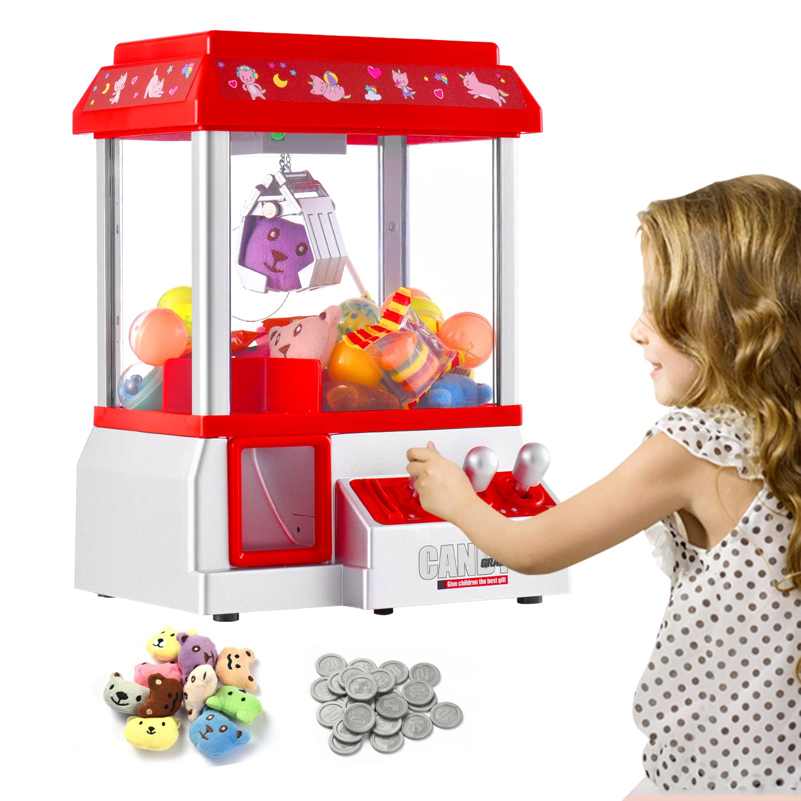 Photo 1 of Claw Machine for Kids Toy Mini Claw Machine Candy Grabber Prize Dispenser Vending Machine Arcade Game Machines for Home Party Christmas Birthday Gifts Cool Girl Toys