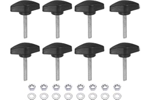 HARFINGTON 8pcs Tee Wing Knobs M5 x 30mm Metric Thread 36mm T Head Plastic Handles Thumb Screws Hand Clamping Threaded Stud Knob Grip Thumbscrew with Nuts Washers, Black