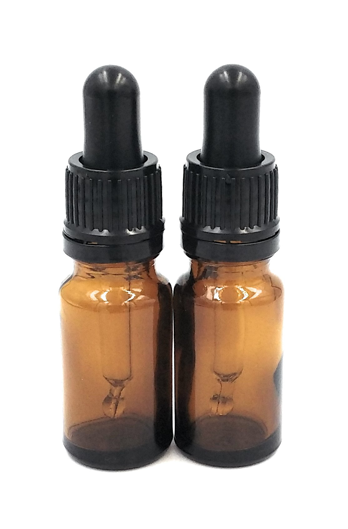 Two 10ml Amber Glass Bottles with Dropper Pipettes
