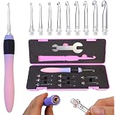 Yarniss Interchangeable Crochet Hook Set, 9pcs Ergonomic Hooks 2.5-6.5mm | Purple Comfort Grip with Interchangeable Crochet Heads