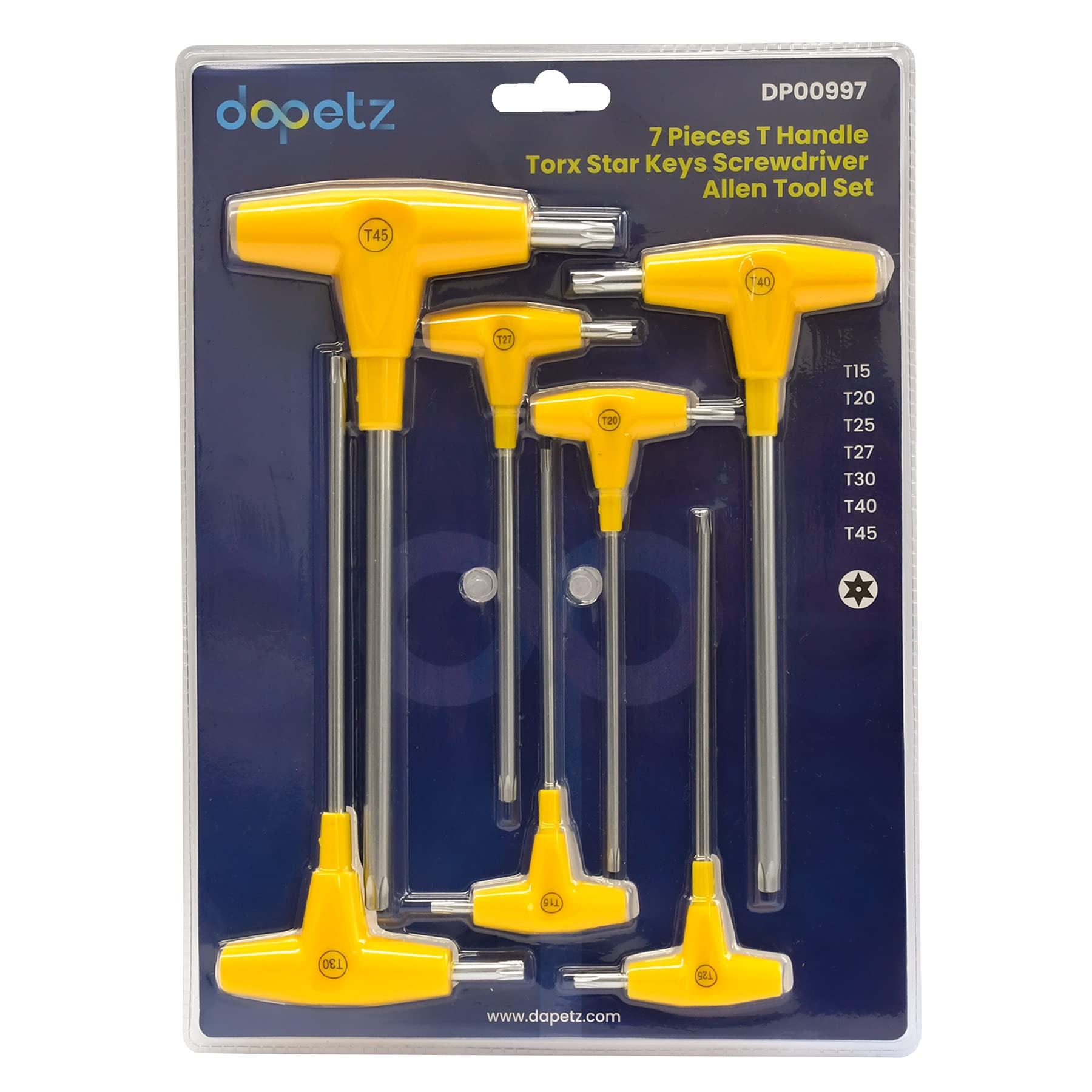 Dapetz ® 7PCS T Handle Allen Keys, Star Torx Key T-Handle Set, Long Hex Key Set Bike Repair Screwdrivers Tool Set Soft Grip T Handle Wrench Set